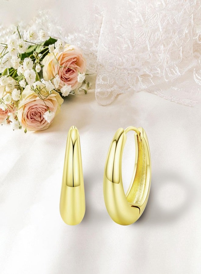 WSKFLY Gold Hoop Earrings for Women,14K Gold Plated Lightweight Hypoallergenic High Polished Earrings Gift Jewelry (YELLOW GOLD) - Image 4